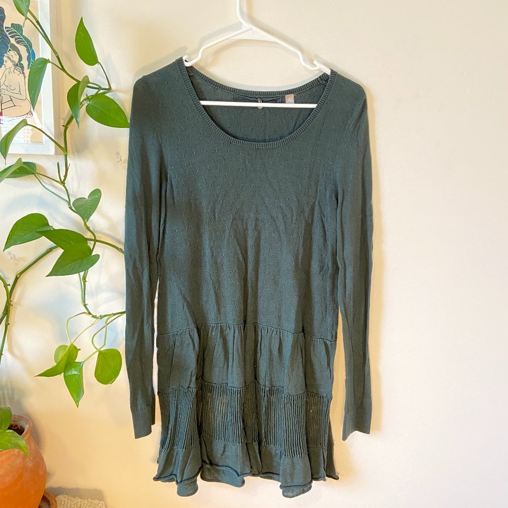 Anthropologie Dark Green Tunic Sweater